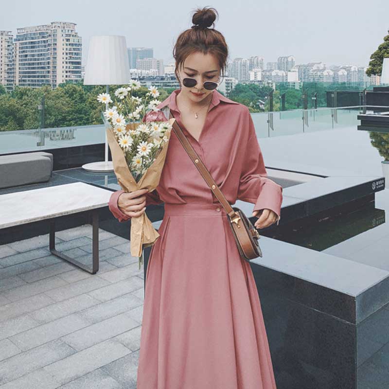 ウエストシェイプフレアワンピース(2colors)