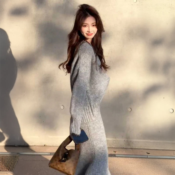 Vネックルーズニットセットアップ