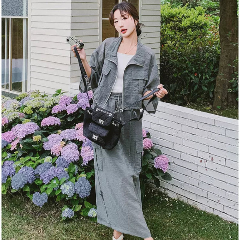 ワークスタイルトップス×スカートセット