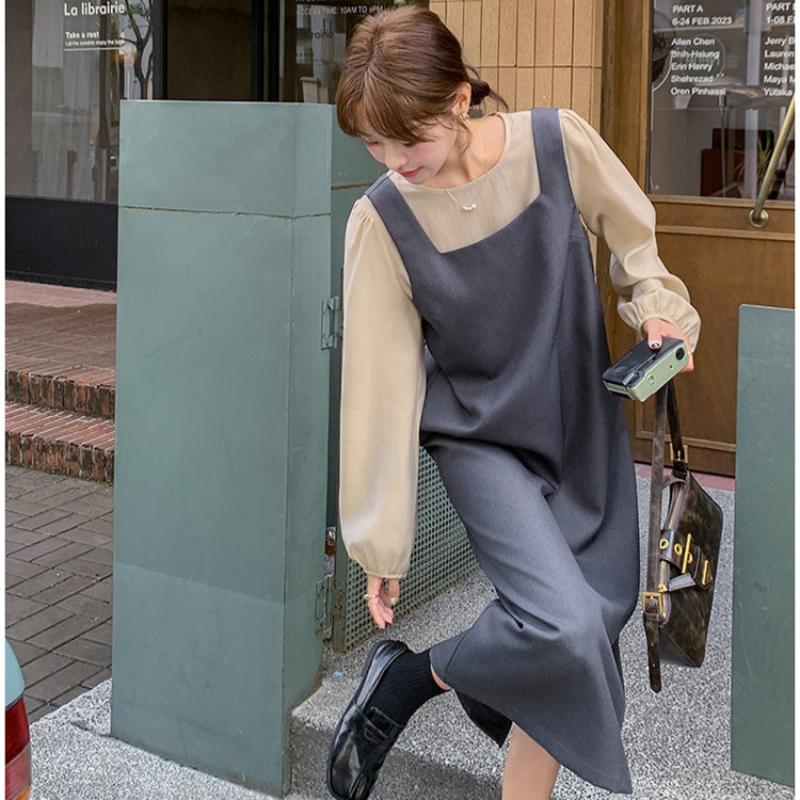 ノーカラーブラウス×バックリボンワンピースセットアップ