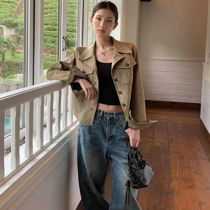 スエードテーラードジャケット