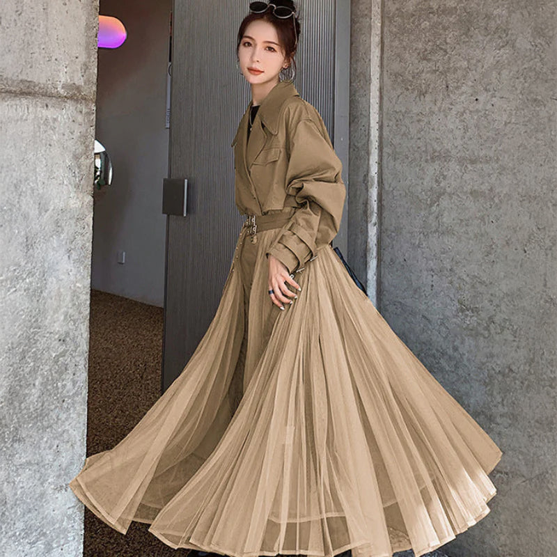 チュール切り換えトレンチコート