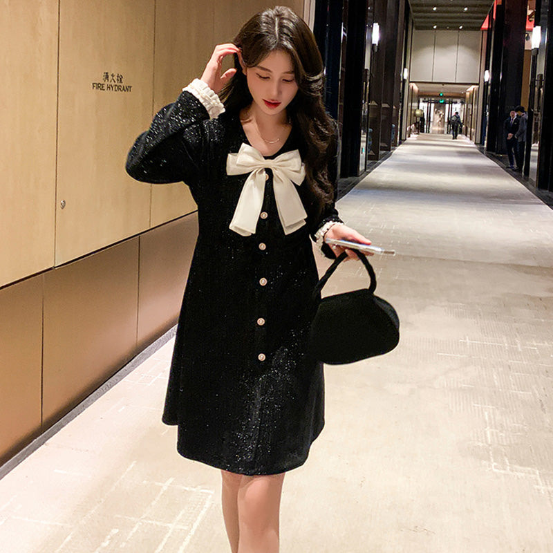 リボン付きオケージョンミニワンピース