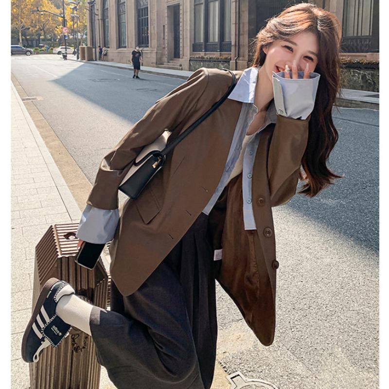 ノーカラーVラインPUレザージャケット