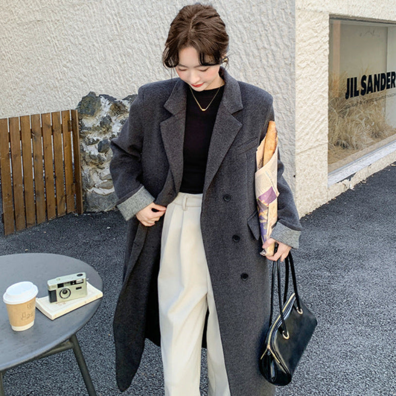 ダウンライナー付ウールブレンドロングコート