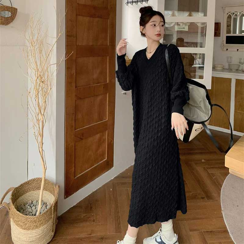 ワッフルニットワンピース