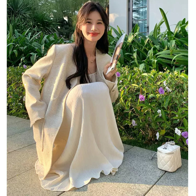 エレガントノーカラーツイードジャケット(3colors)