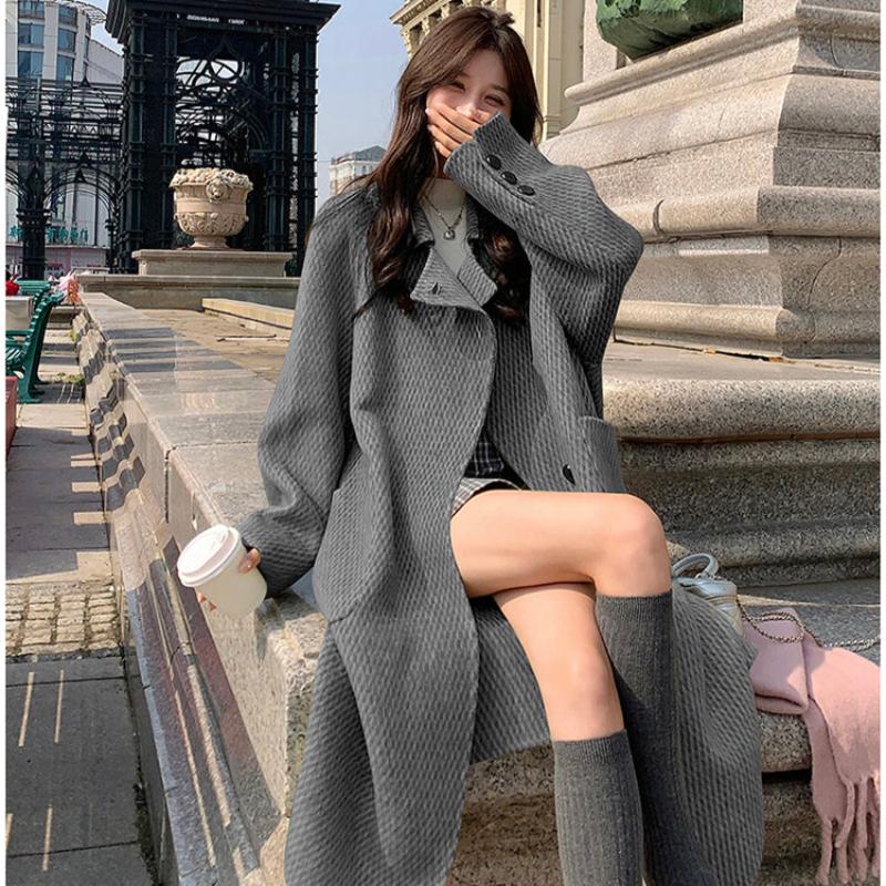 ラグランスリーブロング丈ウールコート