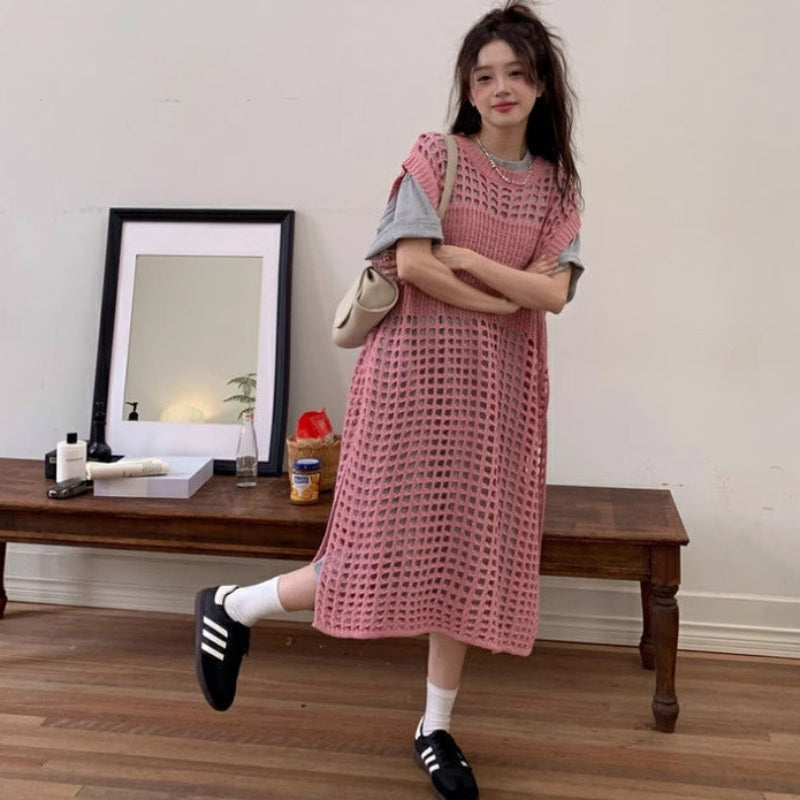 透かし編みニットワンピース(2colors)