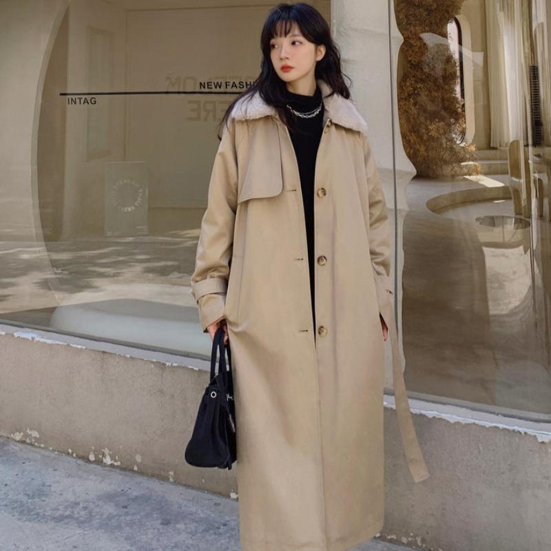 ファーカラーロングトレンチコート(3colors)