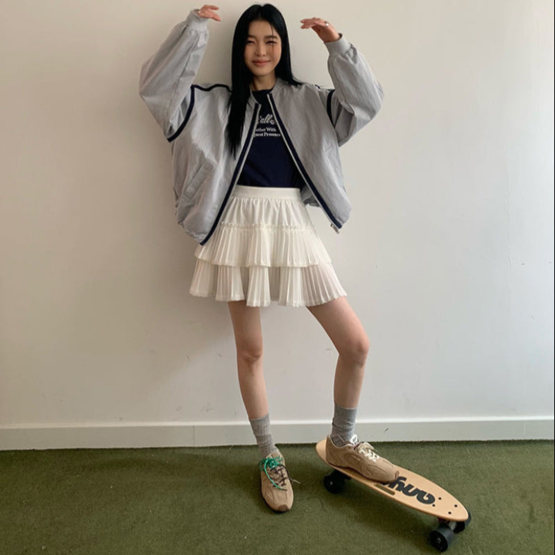 ショール付フロントロゴTシャツ(3colors)