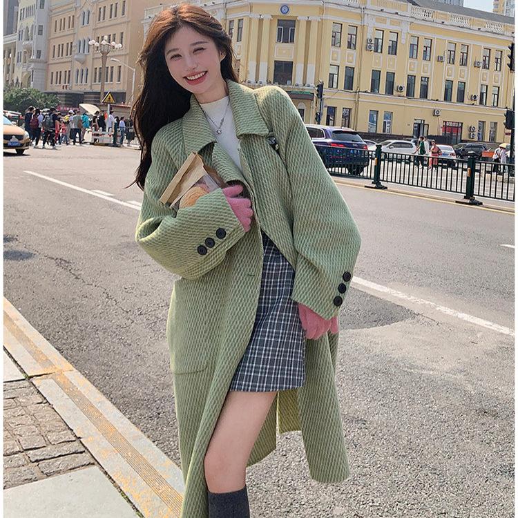 ラグランスリーブロング丈ウールコート