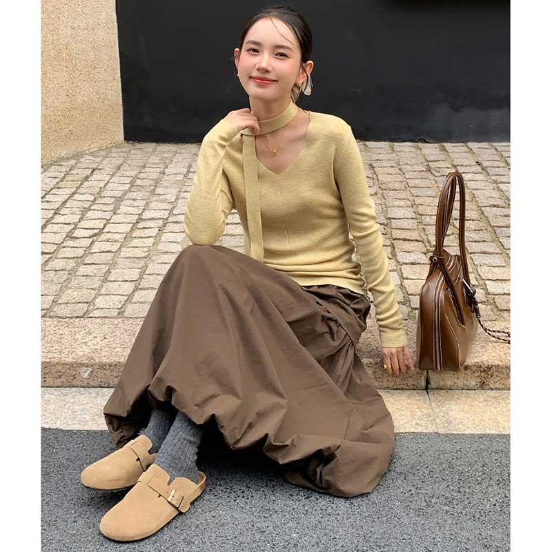 バルーンシルエットマキシスカート(4colors)