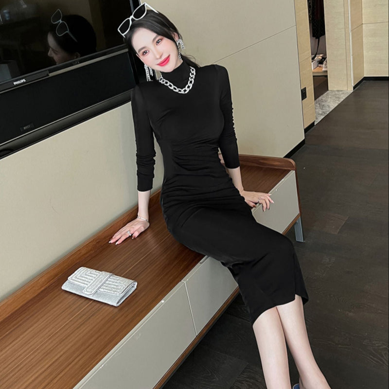 ハイネックスリムラインドレス(6colors)