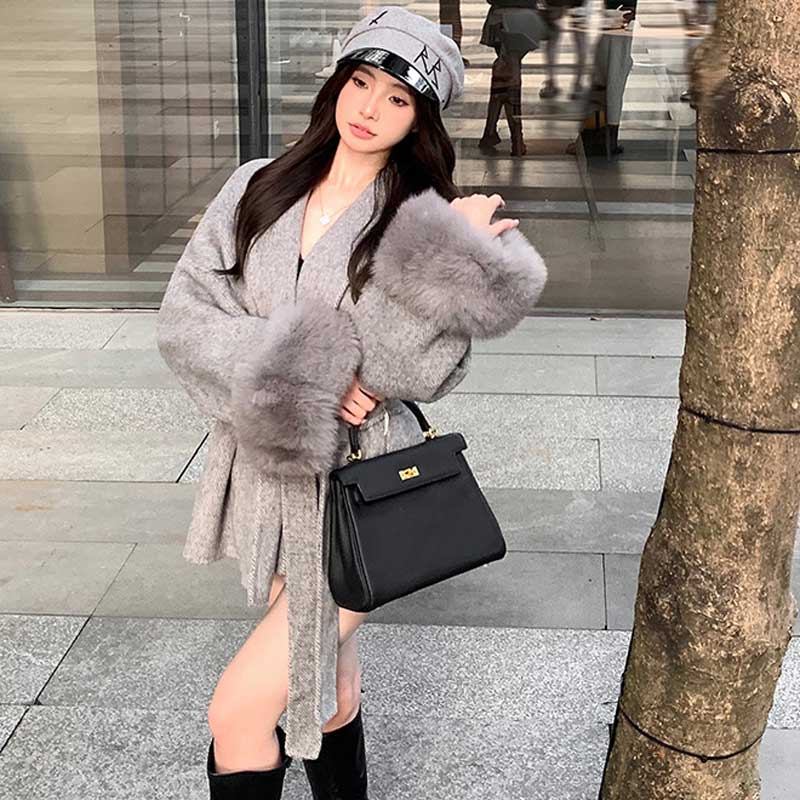 ファーカフスローブコート(2colors)