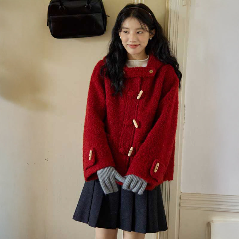 レッドボアショートダッフルコート