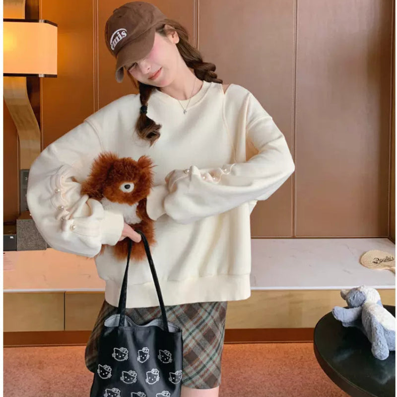 ショルダーカットパールスリーブスウェット