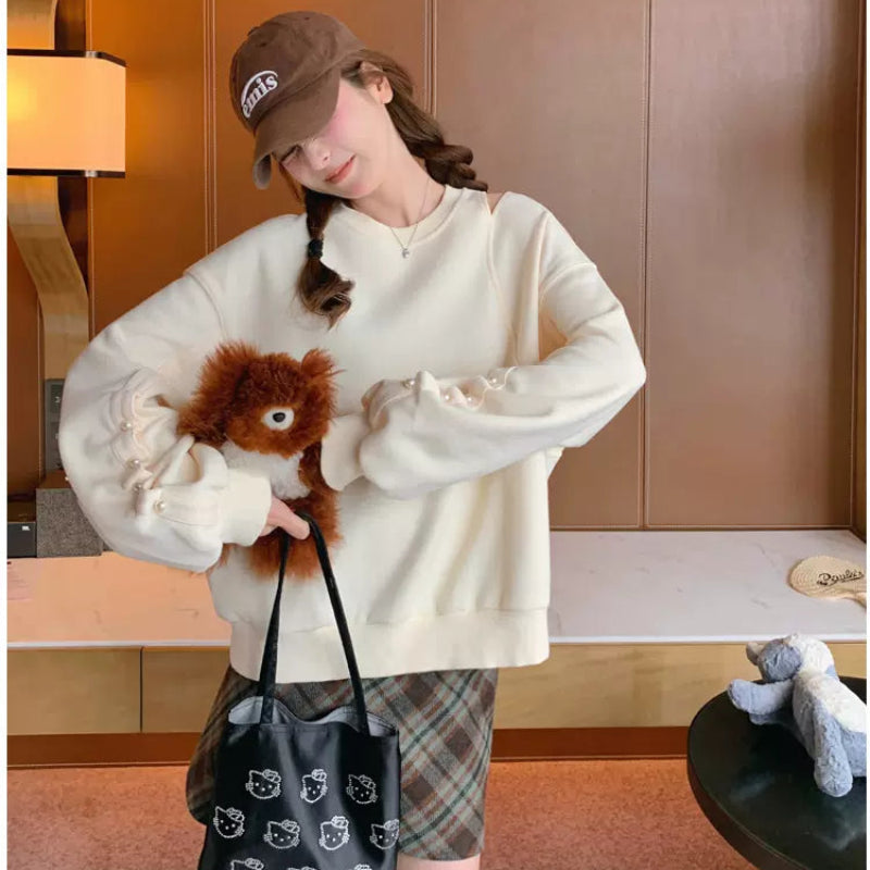 ショルダーカットパールスリーブスウェット