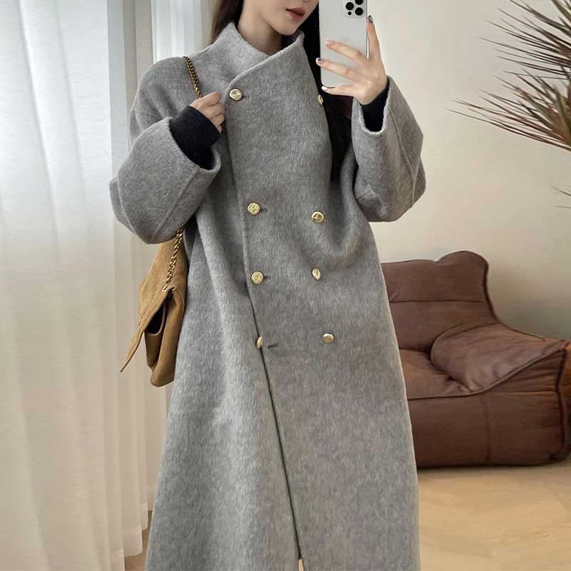 ワイドラペルロングコート