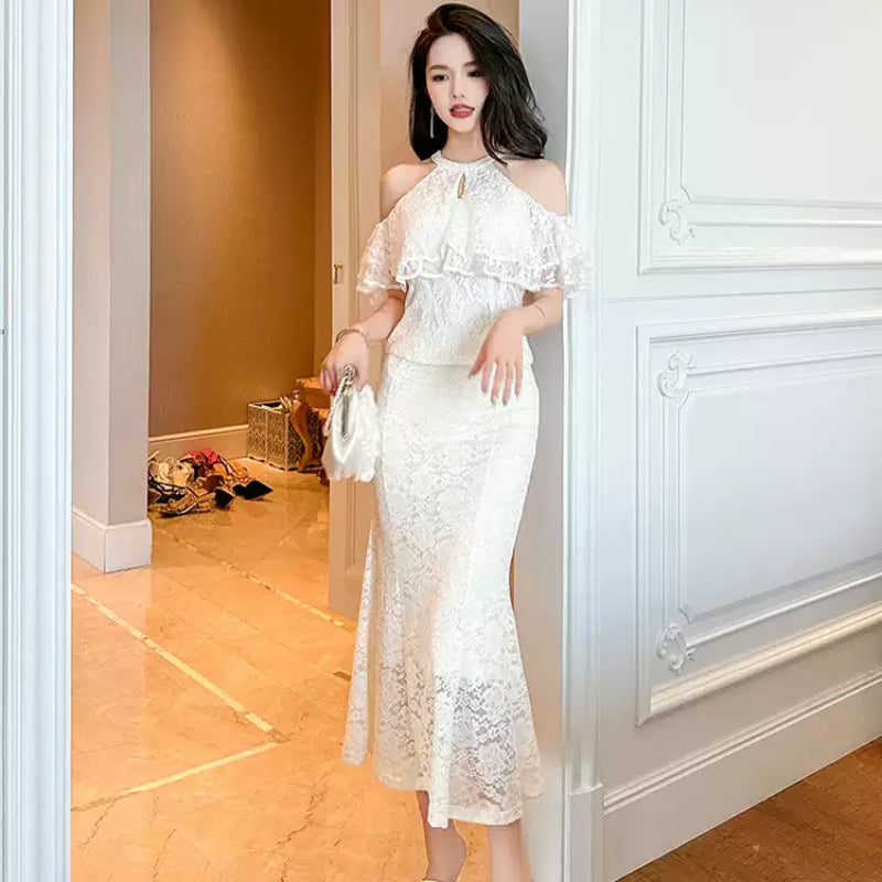 ホワイトレースマーメイドスカート