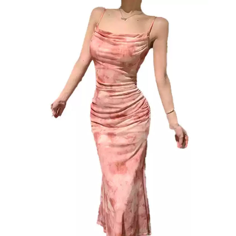 タイダイ柄グラデーションドレープドレス