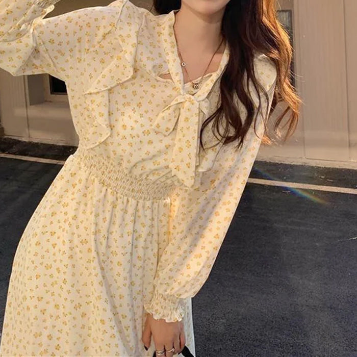 ボウタイフラワーワンピース(3colors)