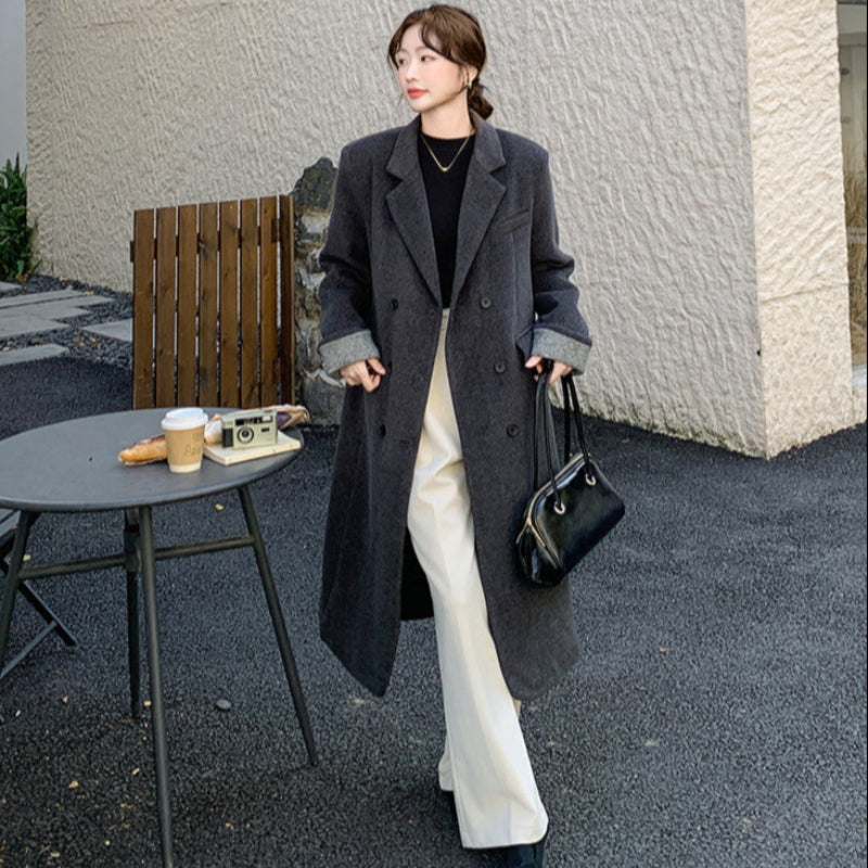 ダウンライナー付ウールブレンドロングコート