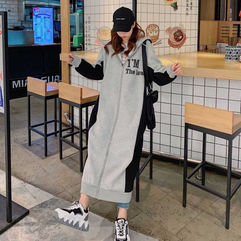 ロングジップアップパーカーワンピース