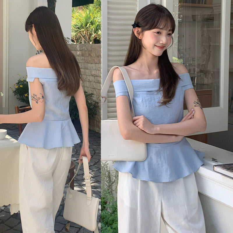 オフショルダーペプラムカットソー(3colors)