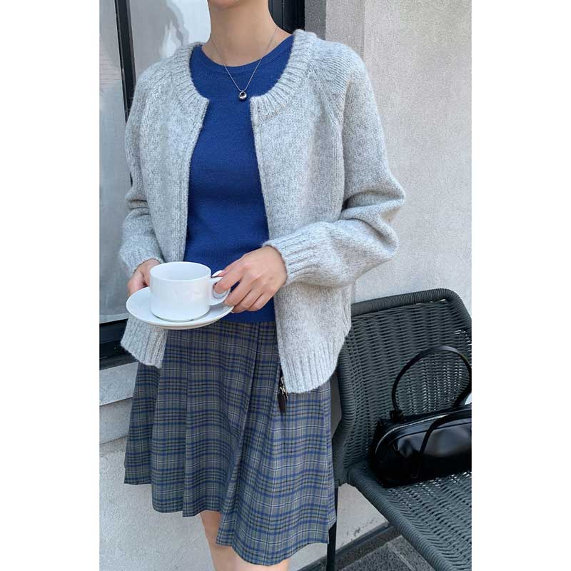 ラウンドネックニットカーディガン(4colors)