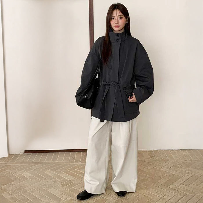 スタンドネックワイドスリーブコート(2colors)