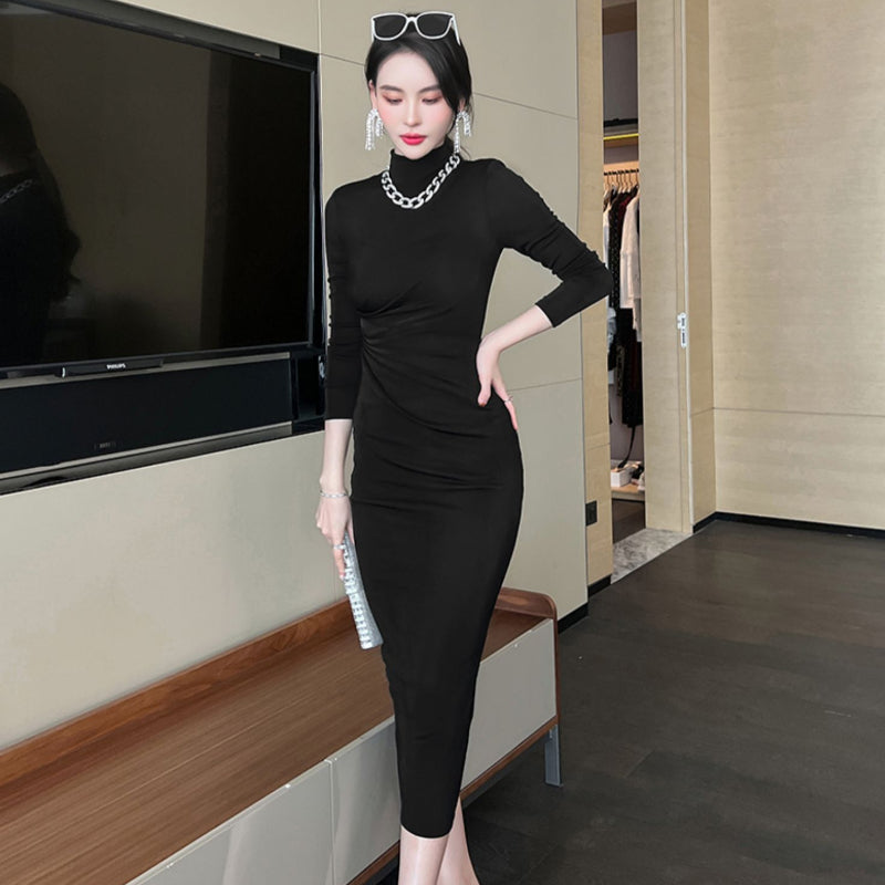 ハイネックスリムラインドレス(6colors)