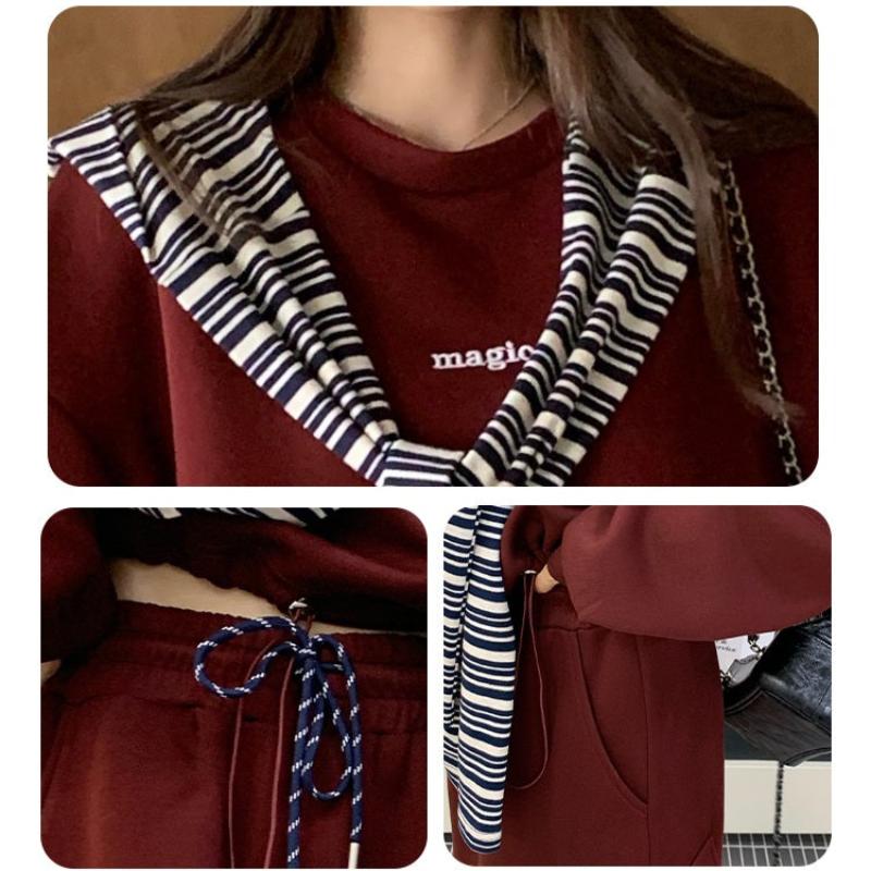 マフラーキャップ×ロゴトレーナー×スカート3点セット(2colors)