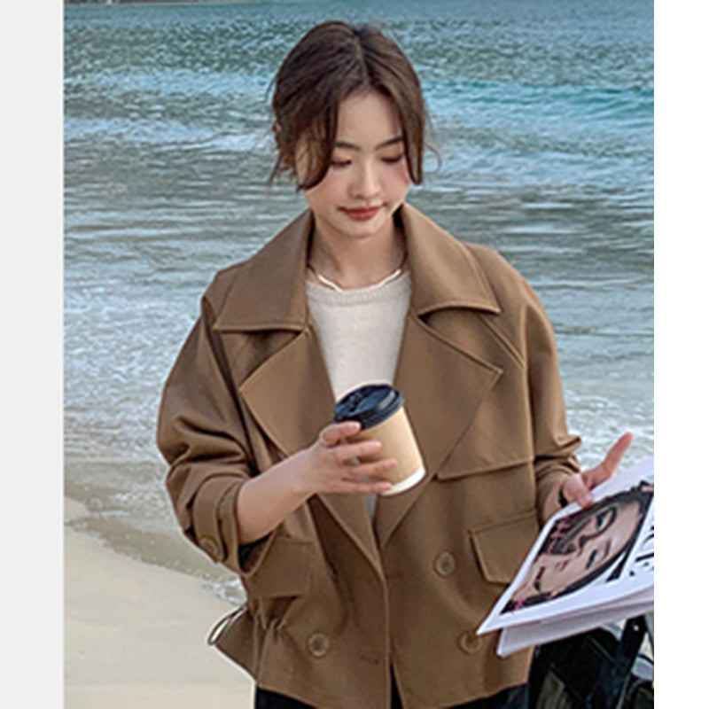 ドローストリングショート丈トレンチ