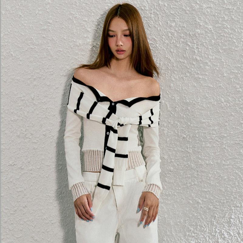 フェイクスリーブレイヤードニット