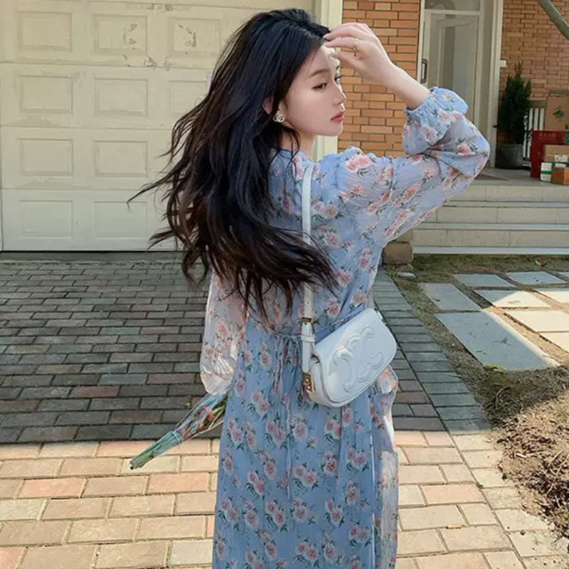 フローラルVネックワンピース(2colors)