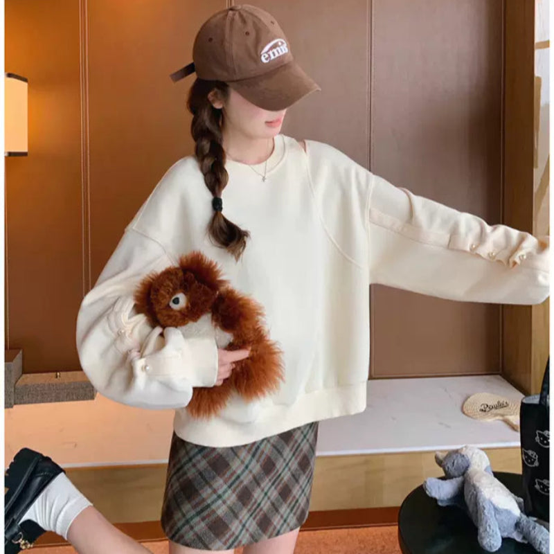 ショルダーカットパールスリーブスウェット