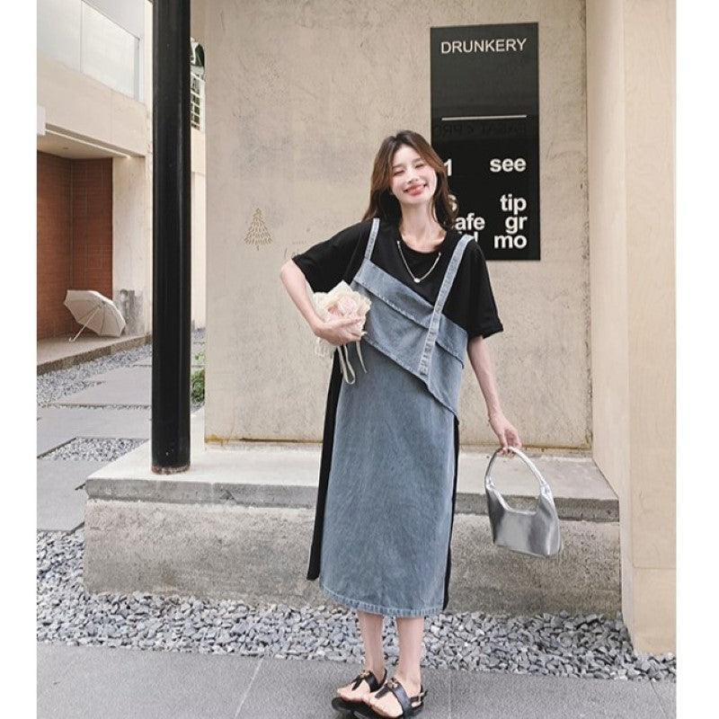 Tシャツ×デニムフェイクワンピース