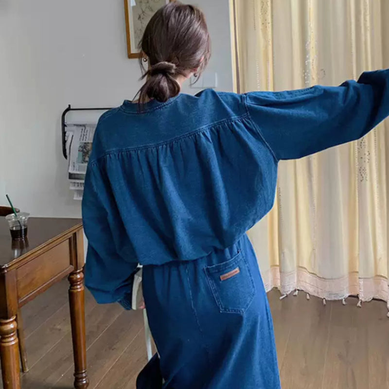 デニムトレーナー×タイトスカートセット