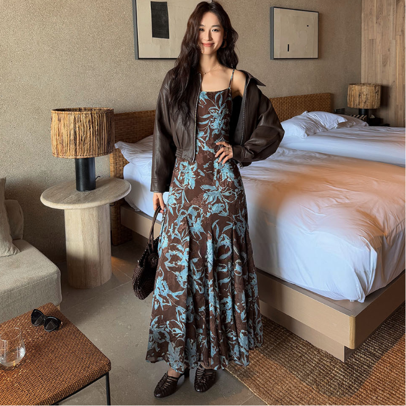 アートフラワーキャミソールワンピース(2colors)