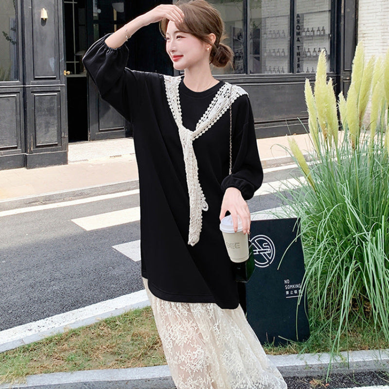 レース切り替えデザインワンピース(2colors)