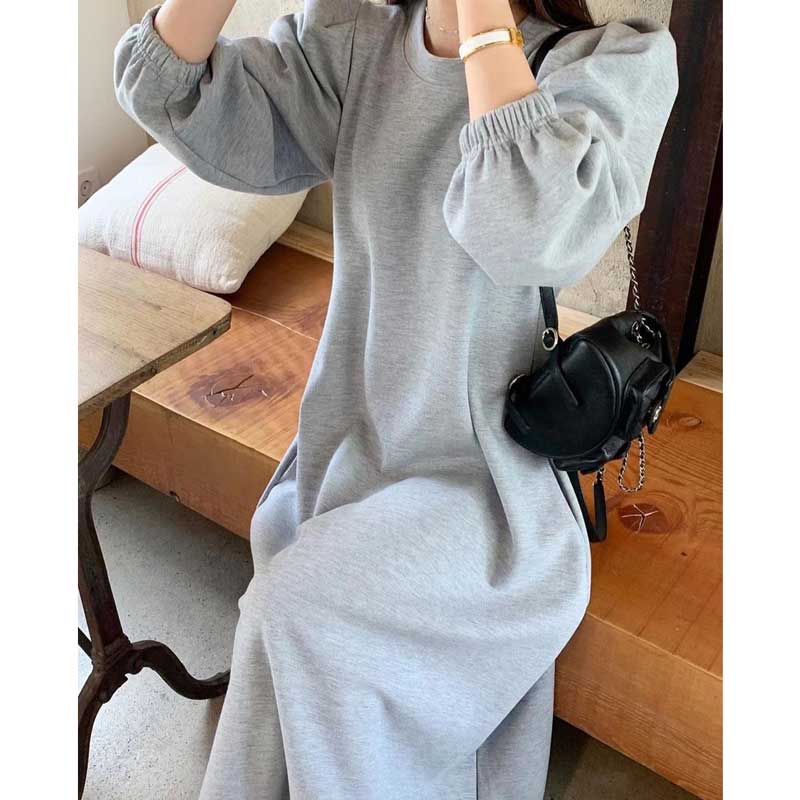 ボリューム袖Aラインワンピース(3colors)