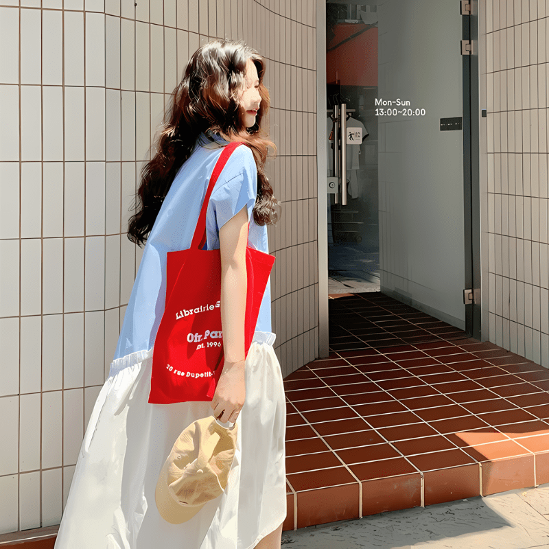 バイカラーティアードシャツワンピース
