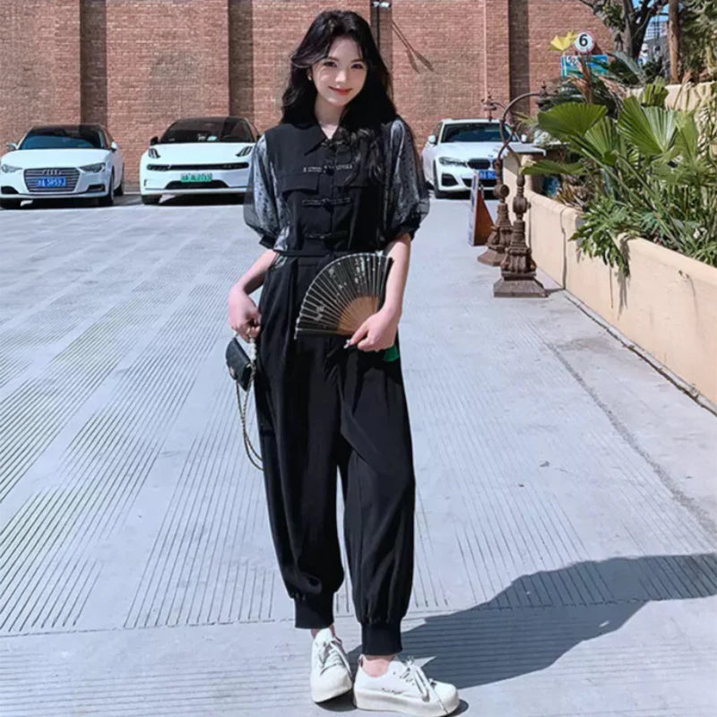 レーズスリーブデザインジャンプスーツ