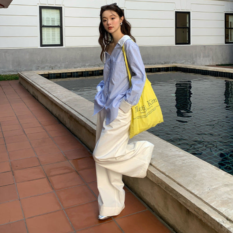 アシンメトリー配色カラーシャツ(2colors)