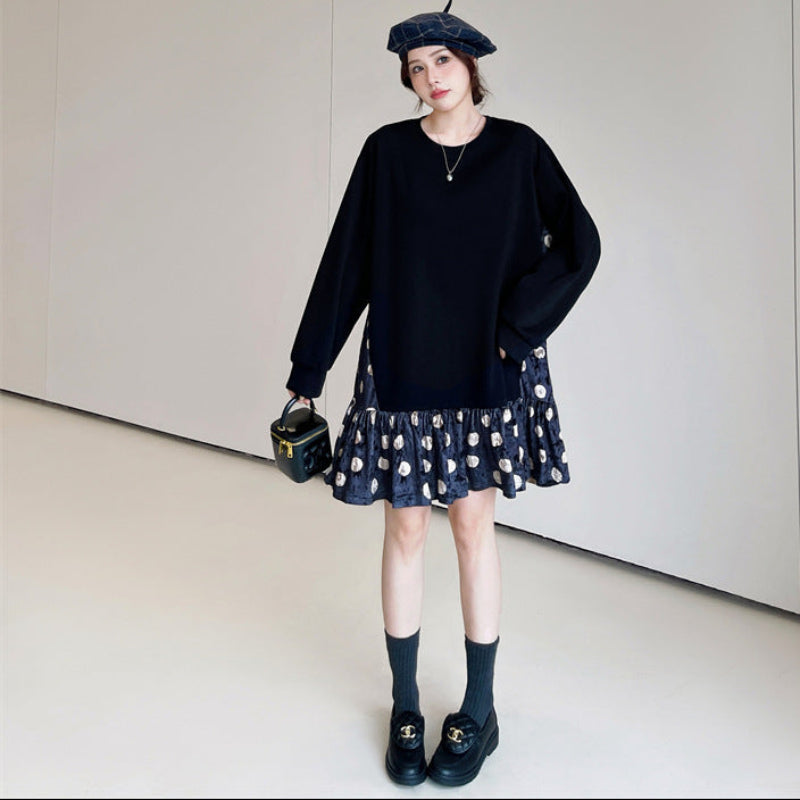 ブラックレイヤードドットチュニック