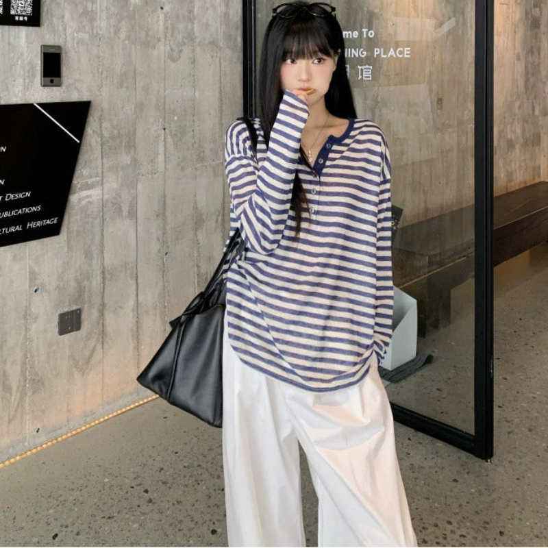 ストライプヘンリーロングTシャツ