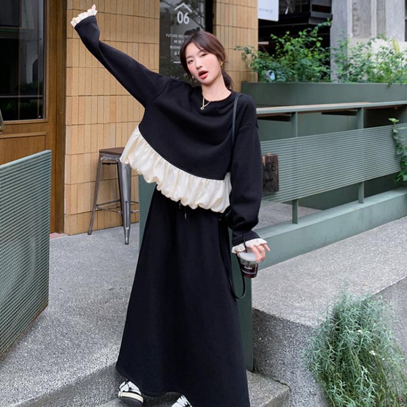 スウェットバルーントップス×スカートセット