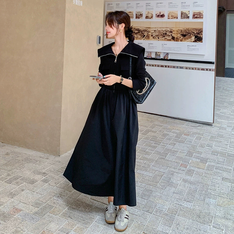 ビッグカラーファスナーワンピース