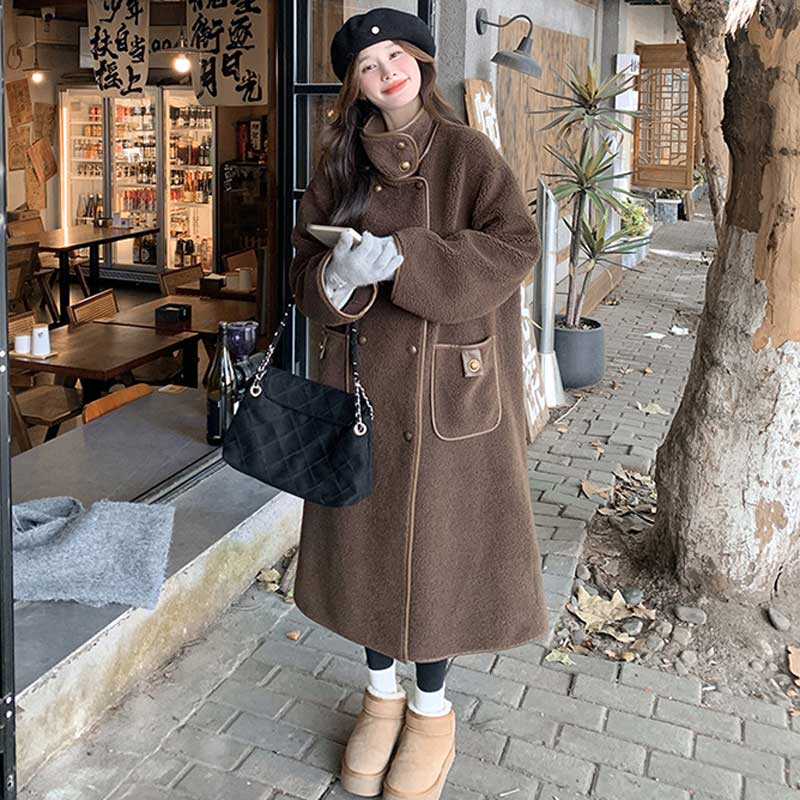 ブラウンロングボアコート（茶）秋/冬 防寒対策もばっちり